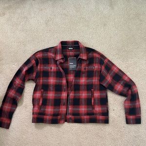 Women's Black and Red Plaid Jacket, Size Small